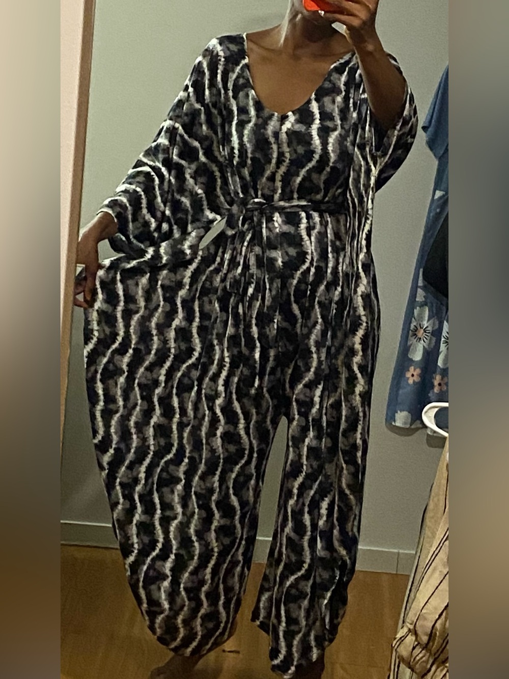 Black & White Abstract Print Bubu Jumpsuit
